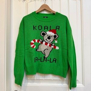 Ardene Green Koala Acrylic Ugly Christmas Sweater. Size XL